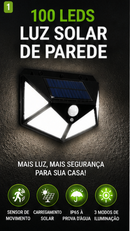Luminária Solar 100 LEDs com Sensor de Movimento: Iluminação Externa Automática e à Prova D’Água