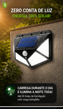 Luminária Solar 100 LEDs com Sensor de Movimento: Iluminação Externa Automática e à Prova D’Água