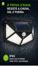 Luminária Solar 100 LEDs com Sensor de Movimento: Iluminação Externa Automática e à Prova D’Água